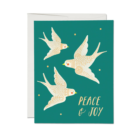 Red Cap Card Embellished Doves