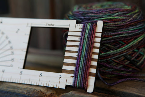 Sunrise Grove Gauge Swatch Ruler, Needle, Twist, Yarn Gauge Mushroom