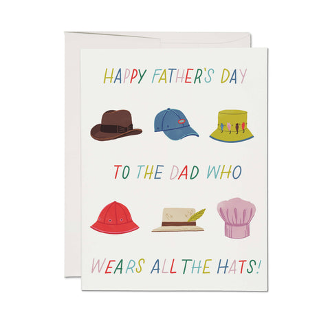 Red Cap Card Lots of Hats
