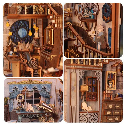 Hands Craft DIY Book Nook Kit: Nebula Common Room with Dust Cover