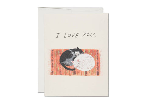 Red Cap Card Cat Cuddle Love