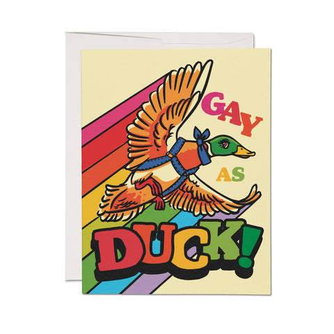 Red Cap Card Gay as Duck