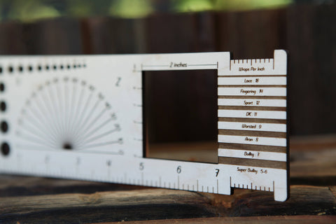 Sunrise Grove Gauge Swatch Ruler, Needle, Twist, Yarn Gauge Mushroom