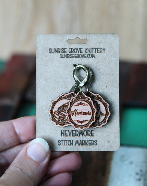 Sunrise Grove Stitch Markers Poe Raven
