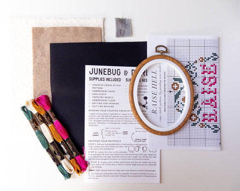 Junebug & Darlin Cross Stitch Kit Raise Hell