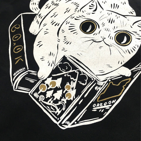 Paper Puffin Book Cat Tote Bag