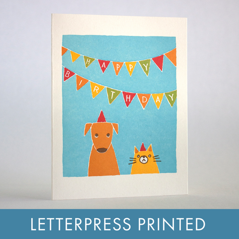 Egg Press Card Cat & Dog Birthday