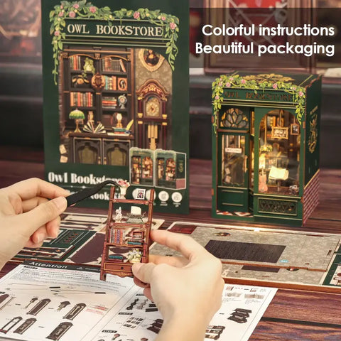 Hands Craft DIY Book Nook Kit: Owl Bookstore