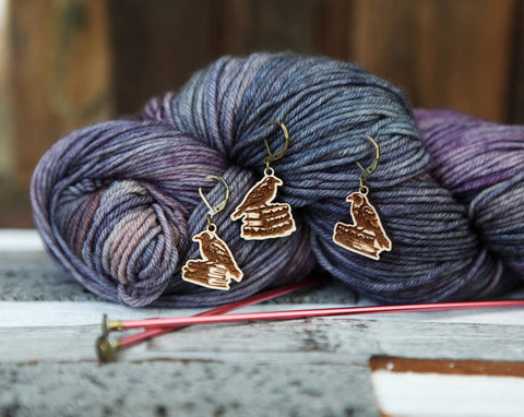 Sunrise Grove Stitch Markers Ravens on Books