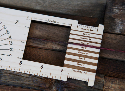 Sunrise Grove Gauge Swatch Ruler, Needle, Twist, Yarn Gauge Mushroom