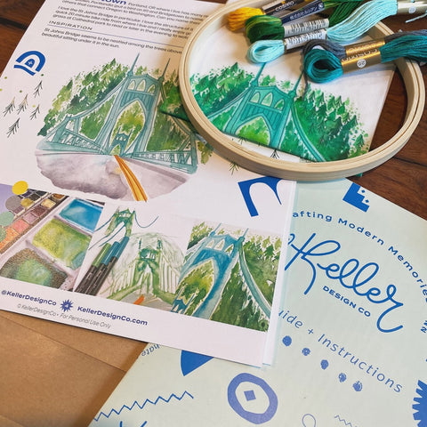 Keller Design Embroidery Kit St. Johns Bridge