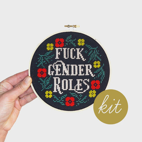 Junebug & Darlin Cross Stitch Kit Fuck Gender Roles