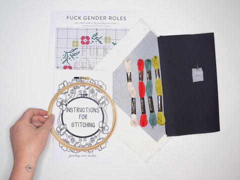 Junebug & Darlin Cross Stitch Kit Fuck Gender Roles