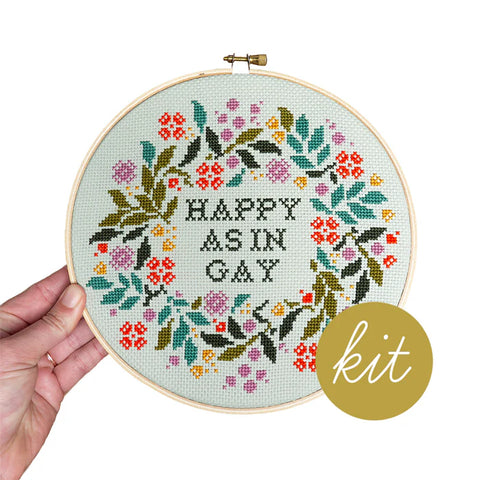 Junebug & Darlin Cross Stitch Kit Happy as in Gay