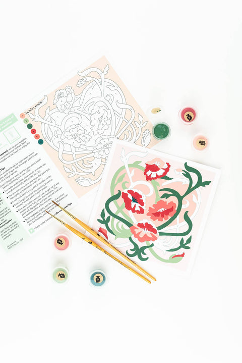 Elle Cree Art Nouveau Poppies Valentine MINI PBN Kit