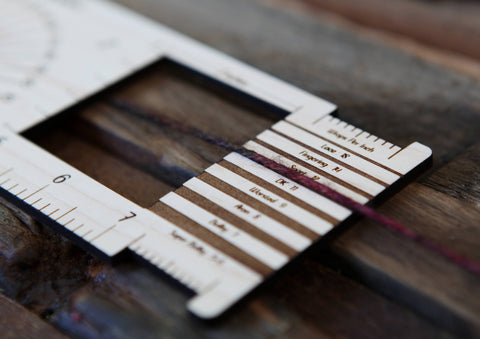 Sunrise Grove Gauge Swatch Ruler, Needle, Twist, Yarn Gauge Mushroom