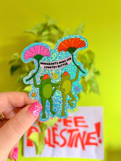 The Peach Fuzz Sticker Immigrants Make Our Country Better