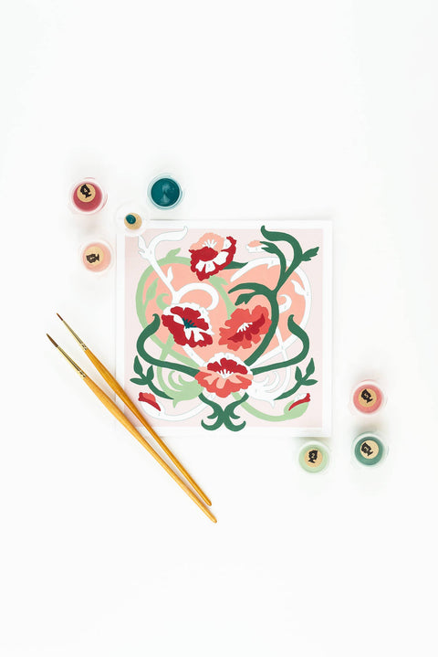 Elle Cree Art Nouveau Poppies Valentine MINI PBN Kit
