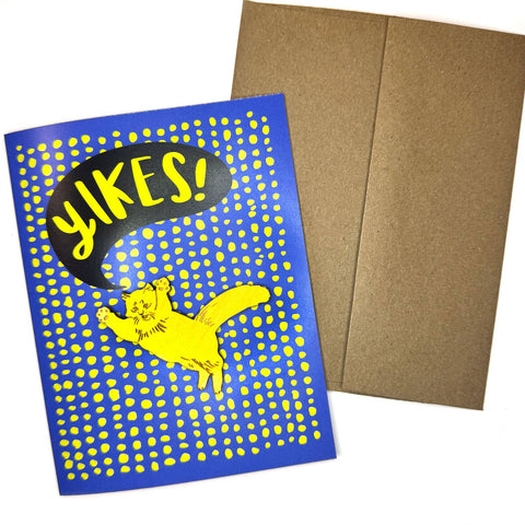 Snowmade Cards w/Magnet Yikes! Jumping Orange Cat