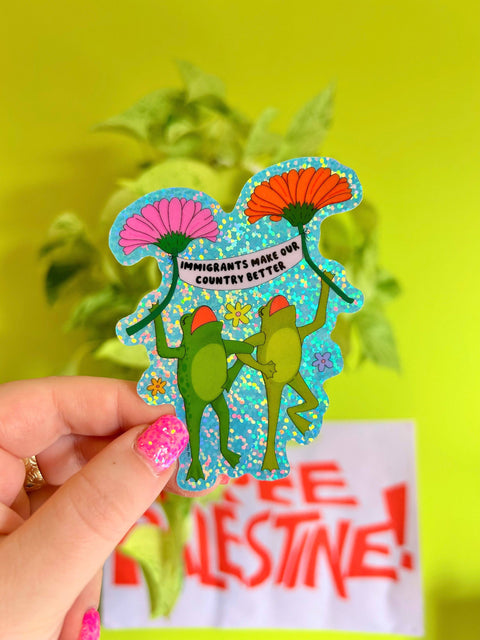 The Peach Fuzz Sticker Immigrants Make Our Country Better