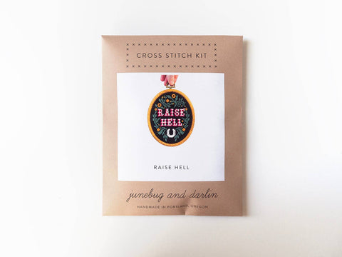 Junebug & Darlin Cross Stitch Kit Raise Hell