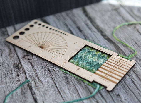 Sunrise Grove Gauge Swatch Ruler, Needle, Twist, Yarn Gauge Mushroom