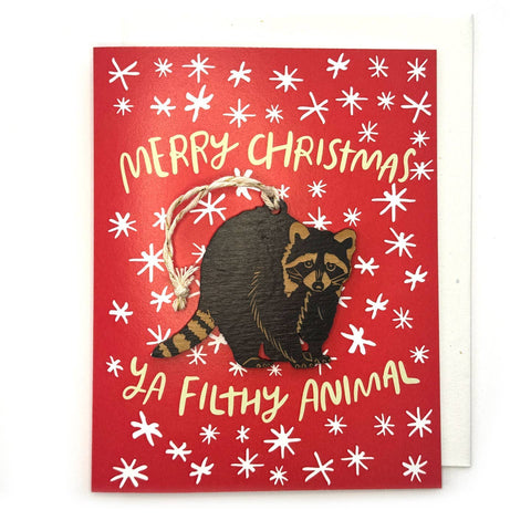 Snowmade Ornament w/Card Merry Christmas, Ya Filthy Animal