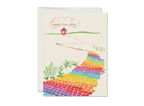Red Cap Card Rainbow Brick Road Wedding