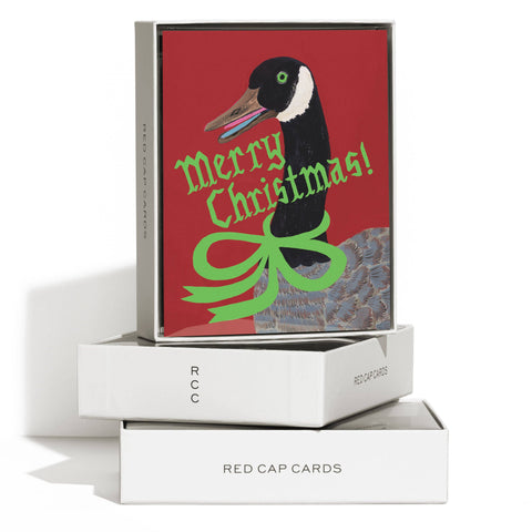 Red Cap Card Christmas Goose