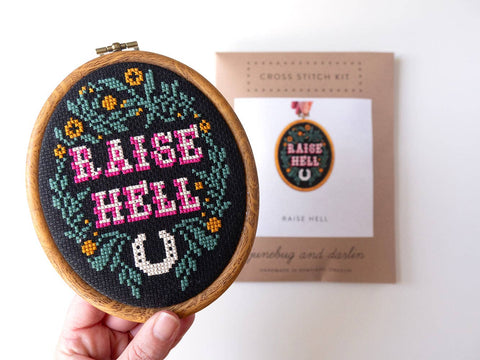 Junebug & Darlin Cross Stitch Kit Raise Hell