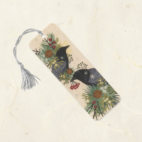 Little Gold Fox Wood Bookmark Winter Crow