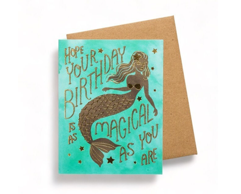 Wild Optimist Goldfoil Birthday Card Mermaid