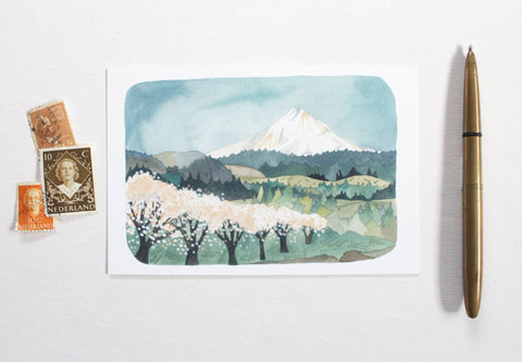 michele maule Postcard Mt Hood Cherry Blossoms