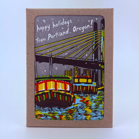 Old School Stationers Card Set Portland, Oregon Happy Holidays!