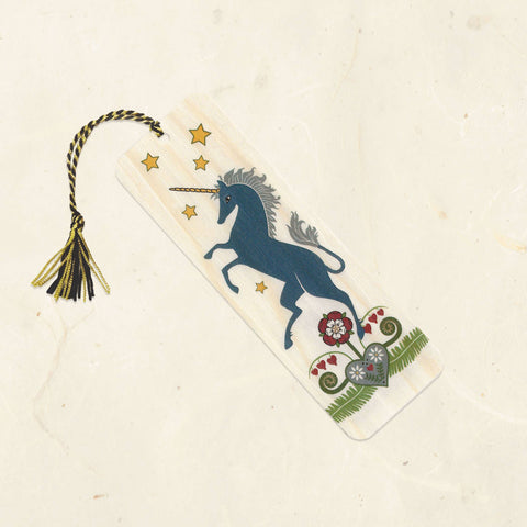 Little Gold Fox Wood Bookmark Rampant Unicorn