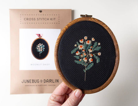 Junebug and Darlin Cross Stitch Kit Moonlit Daisy