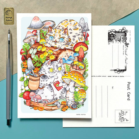 Paper Puffin Postcard Curious Foragers