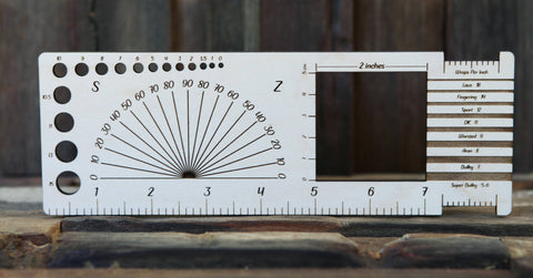 Sunrise Grove Gauge Swatch Ruler, Needle, Twist, Yarn Gauge Mushroom