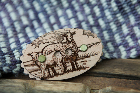 Sunrise Grove Cherry Wood Sheep Knitting Row Counter