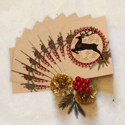 Little Gold Fox Designs Set of 10 Cards Leaping Stag