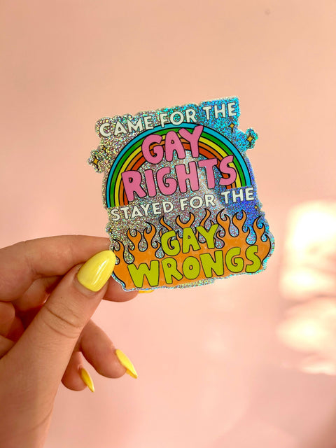 The Peach Fuzz Glitter Sticker Gay Wrongs