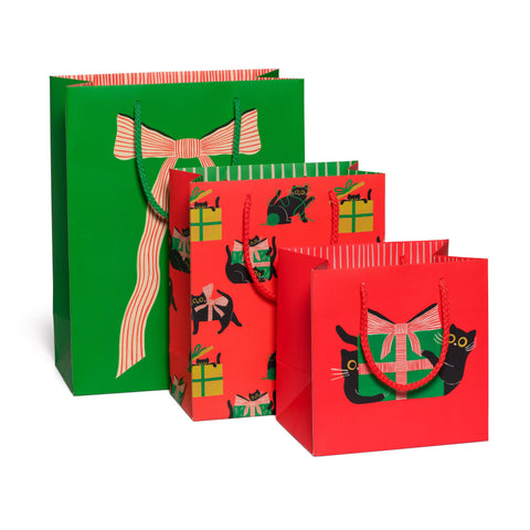 Red Cap Cards Gift Bag Holiday Black Cat