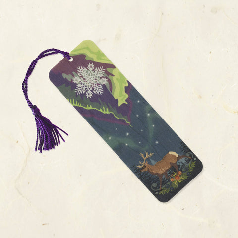 Little Gold Fox Designs Bookmark with Tassel Aurora Reindeer