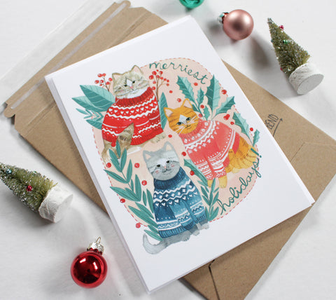 michele maule Holiday Card Merriest Holiday Cats