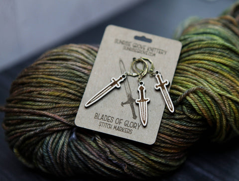 Sunrise Grove  Knitting Progress Keepers Set of 3 Medieval Swords