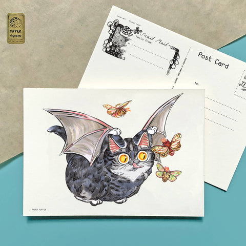 Paper Puffin Postcard Bat Cat