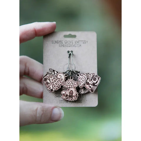 Sunrise Grove Stitch Markers Mushroom Houses