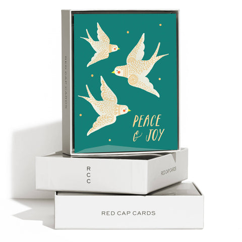 Red Cap Card Embellished Doves