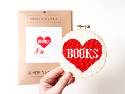 Junebug and Darlin Cross Stitch Kit Book Lover