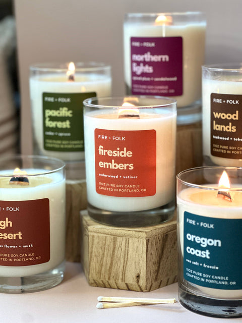 FIRE and FOLK Fireside Embers Wood Wick Soy Candle